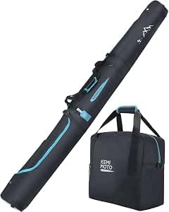 KEMIMOTO Set di borsa da sci da 190 cm e borsa per scarponi da sci con scomparto per casco da 25 l, in PVC 900D impermeabile e borsa per scarponi da sci Combo per attrezzatura da sci
