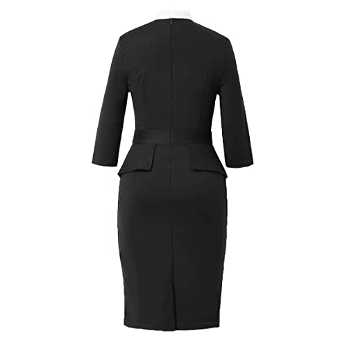 BLESSUME Church Women Clergy Mass Band Collar Dress Black Peplum Bodycon Dress XX-Large by BLESSUME - Used condition - Image 3