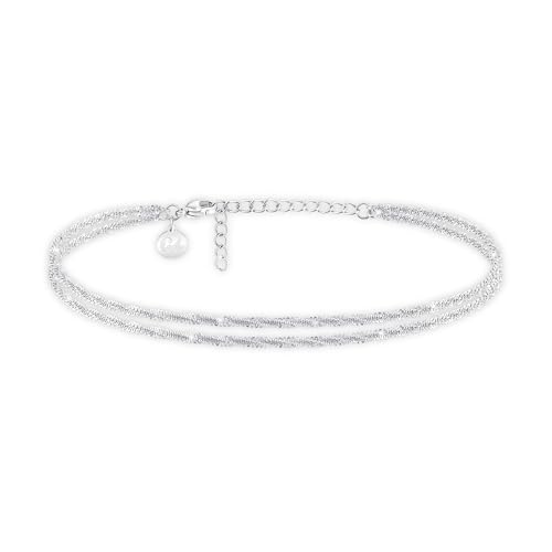 GD GOOD.designs EST. 2015 Chaînes de cheville pour femme argentée | Cheville à plusieurs rangs en acier inoxydable 316L en or blanc - Résistante à l’eau...