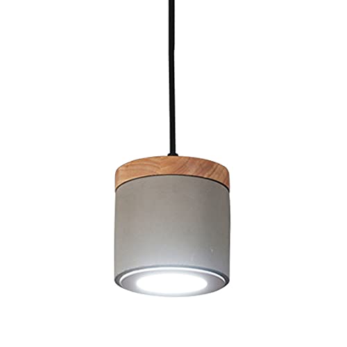 Lámpara colgante LED de hormigón industrial con pantalla de cemento y acabado artesanal