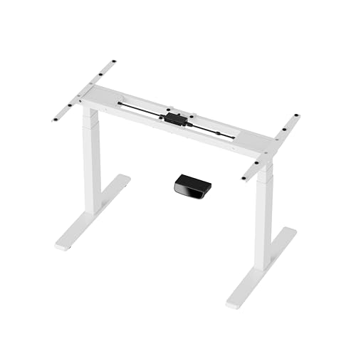 Image of ErgoYou - Electric Height Adjustable Standing Table - Dual Motor 3 Stage - E1A Series - Ergonomic Sit Stand Computer Desk (No Table Top, Only White Steel Frame)