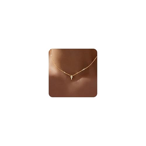 PALABENK Gold Cross Necklace Gifts for Girls Kids Teens 6-18 Year Old Girl Birthday Gift Christian Baptism Religious Faith Gift Jewelry Teen Girl Gifts Trendy Stuff (Gold Cross)