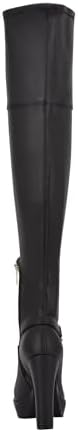GUESS Womens Tailia Faux Leather Dressy Thigh-High Boots Black 5 Medium (B,M) | Image 1