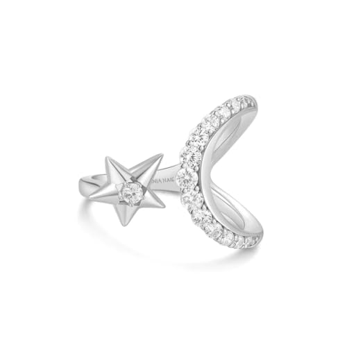 Bague lune étoile argent avec coffret cadeau prêt à offrir