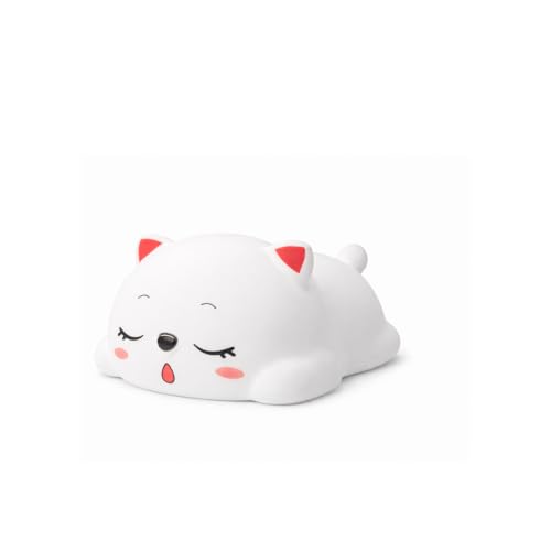 Image of Cute Sleeping Cat Night Light Lamp, Yellow LED Bedside Light for Kids & Teens, Small Decorative Night Lamp for Bedroom & Desk, Battery Operated, Gift for Birthday, Valentine's Day & Christmas