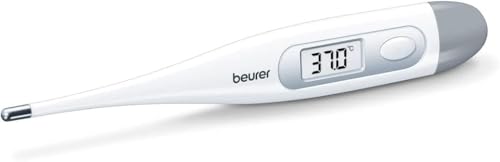Beurer FT 09 Termometro Digitale per Corpo, Display LCD, Impermeabile, Senza Mercurio e Vetro, Precisione ±0,1°C, Segnale Acustico, Spegnimento Automatico, Custodia Inclusa