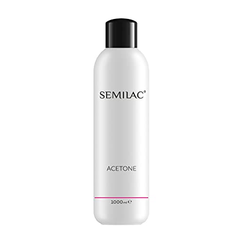Semilac 100% Pure Acetone Salon Strength Nail Polish Remover For Gel Nail Polish Soak Off Gel Polish Acrylic Nails And Fibreglass Extensions. Dermatologically Tested. 1000ml