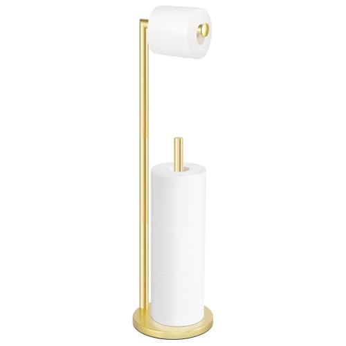 Toilet Paper Holder Stand,Toilet Paper Holder Free Standing,Gold Toilet Stand Holder for 4 Rolls,Toilet Paper Storage by Bathth