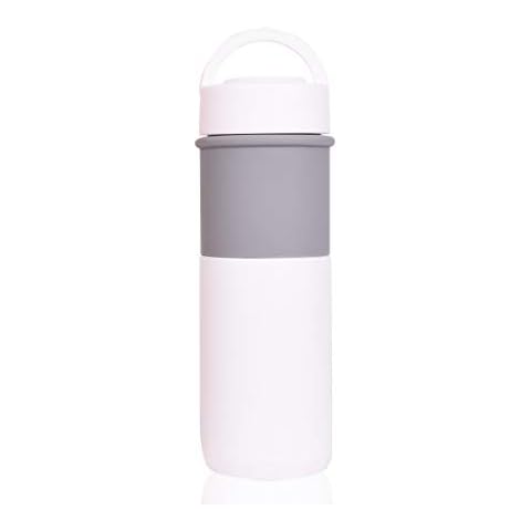 Ace Travel Buddy Ceramic Water Bottle Vacuum Flask/Mug with Foldable Handle (white) Cover