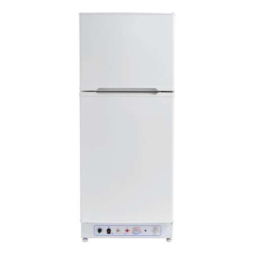 6.1 Cu.Ft. Propane Refrigerator with Freezer, 2 Way Gas Fridge with Freezer Off Grid, RV Refrigerator, 110V AC/Propane, for Outdoor, Truck, Camper, Kitchen, White