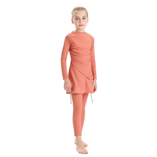 Image of Muslim Swimsuits for Girls Modest Swimwear Full Cover Hijab Burkini Islamic Top Pants Cap 3PCS Rash Guard Sets