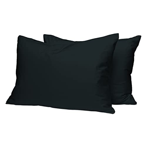 Pizuna 100% Cotton Housewife Pillowcases 2 Pack Black 48x74cm, 400 Thread Count Long Staple Combed Cotton Pillow Cover