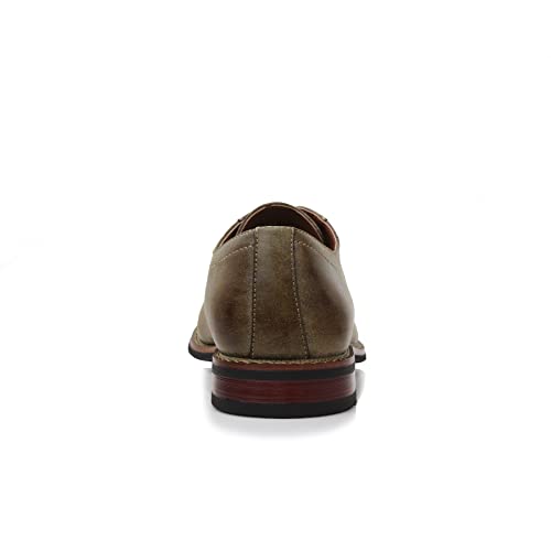 Ferro Aldo Jason Men's Rustic Cap-Toe Derby | Casual Dress Shoe with a Weathered Finish and Contrast Stitching | MFA19275PL | in Rustic Brown, Size 9