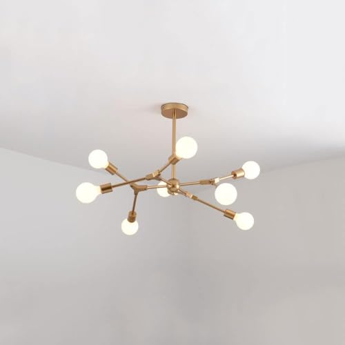 Lustre moderne 8 lumières doré pour éclairer un grand salon sombre