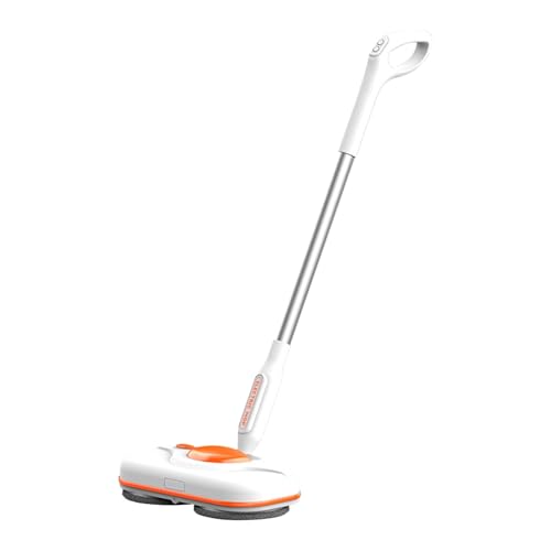 Trapeador eléctrico, mopa giratoria inalámbrica con faro LED y pulverizador de agua, potente giro para limpiar y encerar en suelos de madera dura y azulejos, 60 minutos de tiempo de funcionamiento