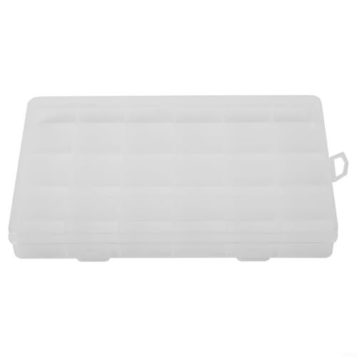 Boîte de rangement rectangulaire à 24 compartiments en plastique transparent pour boucles d'oreilles, bagues, perles et petits accessoires