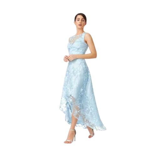 Goddiva Asymmetrisches Kleid mit Blumenmuster aus Spitze Gr. 36, blau