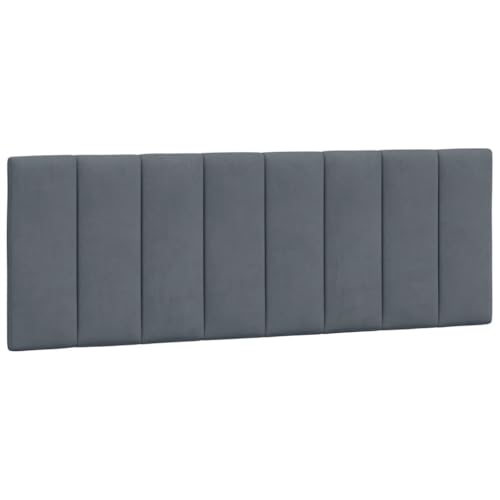 vidaXL Coussin de Tête de Lit Hanko, Oreiller de Tête de Lit avec Bandes Auto-agrippantes, Coussin Rembourré Chambre à Coucher, Gris Foncé 140 cm Velours