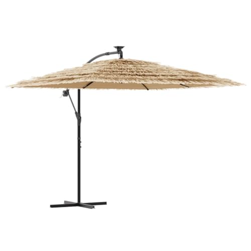 Parasol de jardin grand ombrage marron 246 cm mât acier