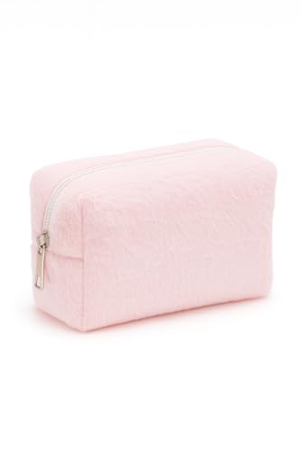 Kozmetik Organizeri, Peluş Yumuşacık Makyaj Çantası (Pembe)