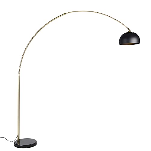 Qazqa xxl - Lampadaire avec Abat-Jour - 1 lumière - H 248 cm - Noir et Or - Moderne - éclairage intérieur - Salon I Chambre