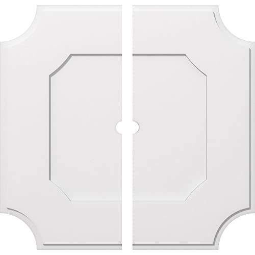 Image of Ekena Millwork CMP38LE2-02000 Locke Architectural Grade PVC Contemporary, Two Piece Urethane Ceiling Medallions 38 inchOD x 2 inchID x 22 3 /4 inchC x 1 inchP
