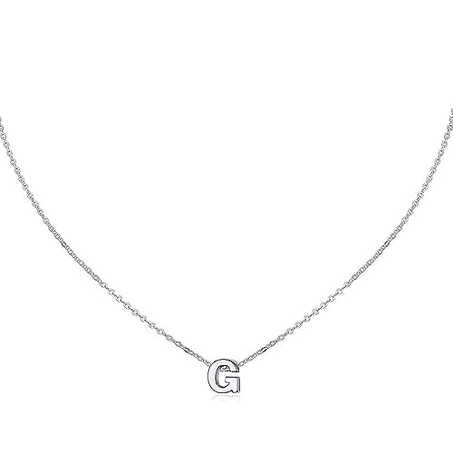 isigno Collar Letra Inicial Mujer Colgante 26 Letras Plata de Acero Inoxidable Mini Alfabeto Joyería Minimalista de Nombres para Madres Niña Parejas, Mejor Amiga,G