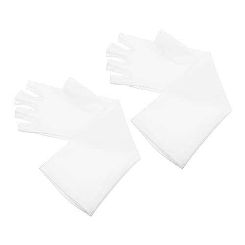 GANAZONO 1 Par manga de protección solar azul luz ultravioleta cubierta del brazo al aire libre Hombres ciclismo con manga de medio dedo mangas protectoras mangas de brazo UV paño blanco
