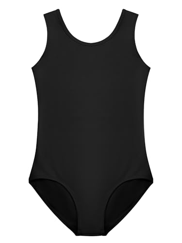 Stelle Black Leotard for Girls Gymnastics Tank Leotards Ballet Dance Outfits (Black 6-7Y)
