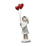 Jugutyeg Nordische Mädchen Ballonfigur Aus Kunstharz, Sammlerfigur, Niedliche Dekoration für Bücherregal, Wohnzimmer Oder Festival, Geschenk, Weißer Take-Ballon
