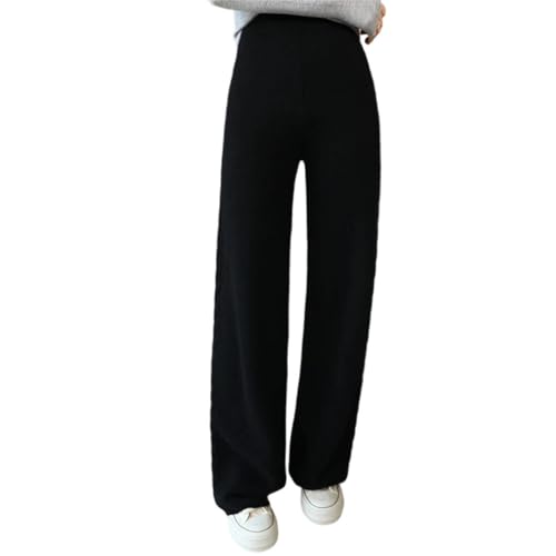Women Solid Wool Knitted Wide Leg Winter Cashmere Straight Leg
