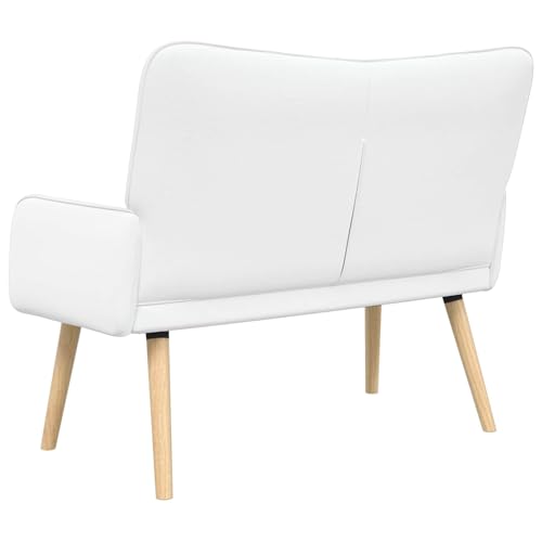 Sofá de 2 plazas blanco moderno sofá de tela con patas de madera para salón u oficina 8