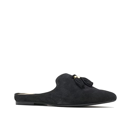 Hush Puppies Women's Sadie Tassel Mule, Black Suede 9 medium US