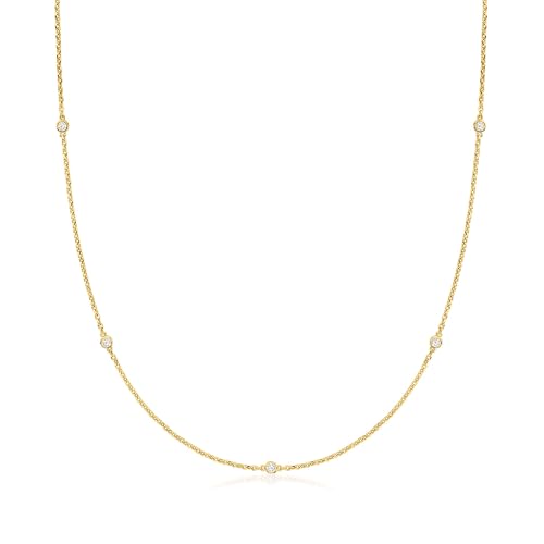 Ross-Simons 0.20 ct. t.w. Lab-Grown Diamond Station Necklace in 18kt Gold Over Sterling