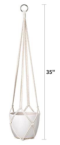 Dahey Macrame Plant Hanger Indoor Hanging Planter Basket Handmade Woven Cotton Rope Flower Pot Decorative Crochet Plant Holder Stand For Boho Home Decor No Tassels,35 Inch,Set Of 2 #TOP5