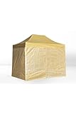Regalos Miguel - Carpa Plegable 3x2 Eco con 4 Paredes, 4 Contrapesos, 1 Bolsa de Transporte y 4 Piquetas de Anclaje - Crema - Impermeable - Cenador Ideal para Camping, Eventos, Jardín, Playa