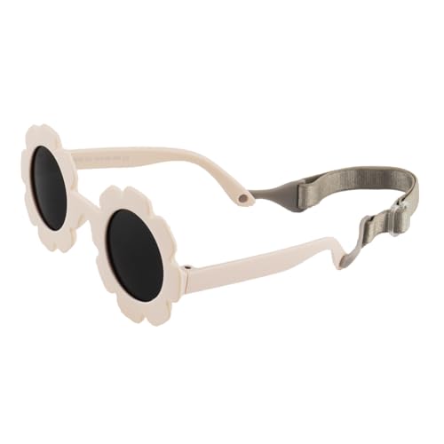 Baby flower Sunglasses with Strap Round Flower Flexiable Bendable Glasse for Infant Boys Girls 0-24 Months