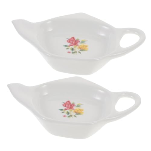 VALICLUD 2 Pcs Plato para Bolsitas De Té De Cerámica Diseño De Tetera, Soporte Práctico para Condimentos y Postres, Adecuado para Uso En Salón De Té