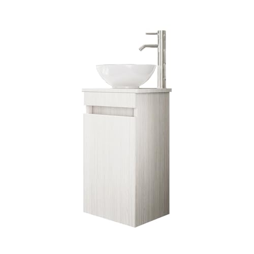 Listado y reviews de Muebles de baño modernos pequeños del mes. 34 Esatto® Mueble Baño Pequeño Bein Lavabo Llave Desagües (Siberia Lavabo Blanco Llave Cromo)