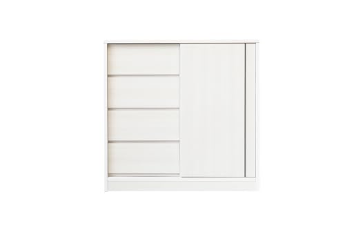 カウンター 薄型 幅90cm スライド扉 引出し収納 収納棚 奥浅 カウンター収納 日本製 木製家具 巾木カット コンパクト サイドボード キッチン ダイニング リビング おしゃれ 63020 (ホワイト)