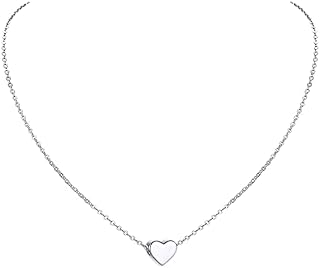 PROSILVER Silver Heart Necklaces for Women Bridesmaid Eternity Necklace Valentine's Day Present Delicate Solid 925 Sterling Silver Small Necklace