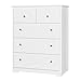 HOCSOK Cassettiera Camera Letto, Cassettiera 5 Cassetti in Legno, Comodino con Cassetti Moderno, adatto per Camera da Letto, Soggiorno, Studia e Ufficio, Bianco, 75x40x94cm