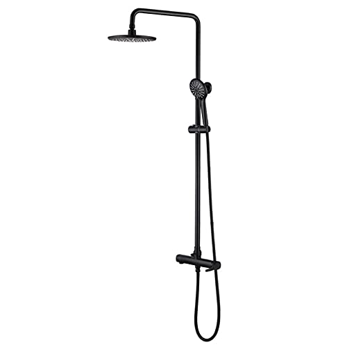 Système de douche effet de pluie en laiton noir réglable pour remplacer votre ancienne robinetterie
