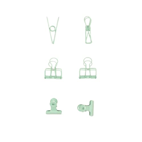 Image of Craftelier - Set of 6 Metal Clamps with 3 Different Sizes and 3 Different Designs | Holds for Scrapbooking and Craft Materials | Dimensions Approx. 1 x 5.5 cm, 3 x 4 cm, 3 x 3 cm - Turquoise Colour