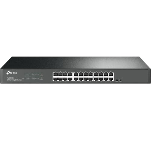 TP-Link TL-SG1024 | 24 Port Gigabit Ethernet Switch | Plug and Play | Sturdy Metal w/Shielded Ports | Rackmount | Fanless | 3 Year Manufacturer Warranty | Unmanaged, Black