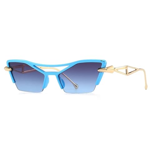 Lunettes de soleil œil de chat pour festival et sorties estivales en bleu