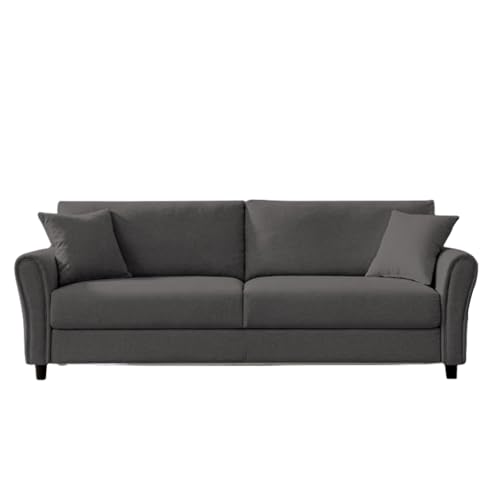 CONCEPT USINE | Canapé Droit en Tissu Effet Lin 4 Places | Lucerne Gris Foncé | Design Moderne et...