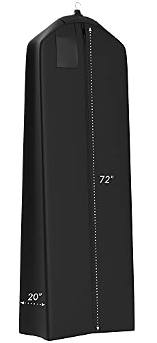 Your Bags Gusseted Wedding Dress Garment Bag - For Long Puffy Gowns - 72 inch x 24 inch, 20 inch Gusset (Black Bride), One_Size - Thumbnail 3