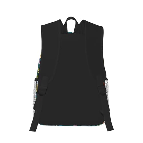 BREAUX Cartoon Science Theme Print Lightweight And Comfortable Duffel Bag, Casual Daypack, Multipurpose Backpack, Black3