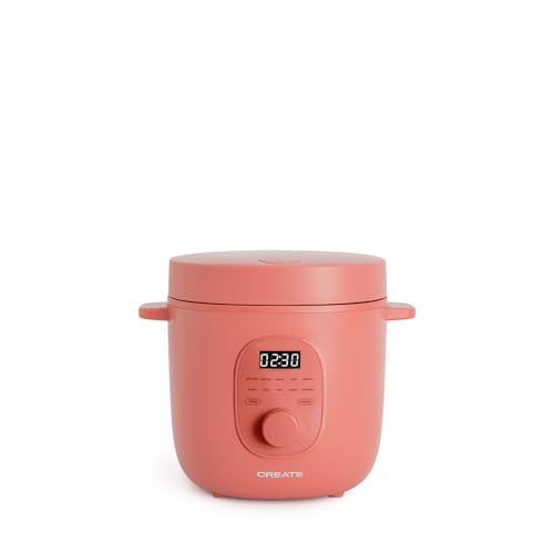 CREATE/RICE COOKER/Arrocera eléctrica multifunción 1,2L terracota/Programable hasta 24h, con cesta vaporera, prepara tartas, guisos o sopas, función de mantener el calor, 300W